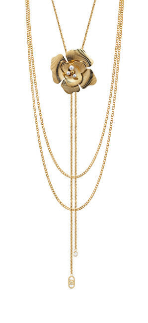 Liu Jo Collier long plaqué or fleur avec perle Lj3078 