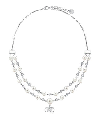 Liu jo Double steel Collana with pearls Stones LJ3170