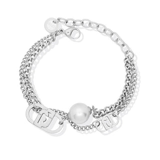 Liu jo Double steel Bracciale with synthetic pearl LJ2805