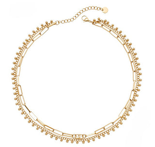 Liu Jo Collier double moderne en acier plaqué or Lj3003 