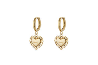 Liu jo Gold-plated dangle Orecchini Heart Icones LJ3200