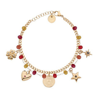 Liu jo Gold-plated double Bracciale with pendants Icones LJ3180