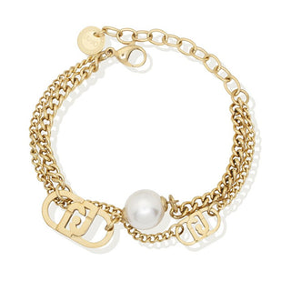 Liu Jo Double Gold-Plated Bracelet with Synthetic Pearl Lj2804 
