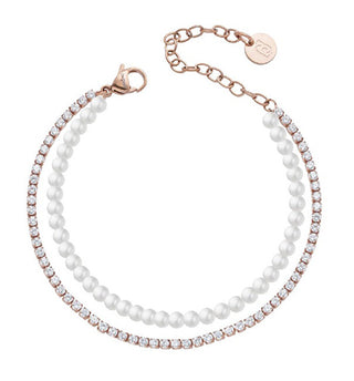 Liu jo Gold-plated double Bracciale with synthetic pearls LJ3029