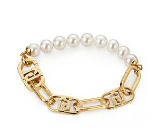 Liu jo Gold plated Bracciale with synthetic pearls Fashion LJ2234