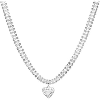 Liu Jo Sparkling Steel Choker Necklace with Sparkling Heart Lj1821 