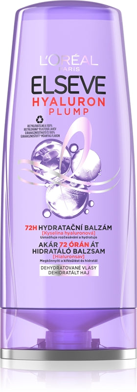 Moisturizing balm L'oréal paris Elseve Hyaluron Plump 72H (Moisturizing conditioner) - Volume: 200 ml