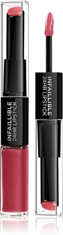 Infallible 24H Paris Ian Nudes - Labial y brillo de labios 2 en 1 de larga duración (6 ml) - Tono: 804 Metro Proof Rose