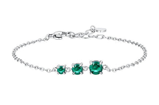 Luca barra Elegant steel Bracciale with green zircons BK2819