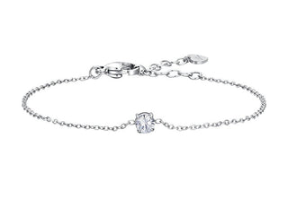 Luca barra Minimalist steel Bracciale with clear crystal BK2805