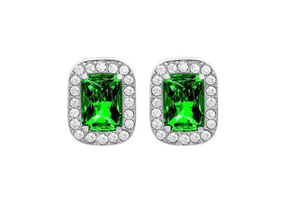 Luca barra Steel Orecchini con crystals e green zircon OK1412