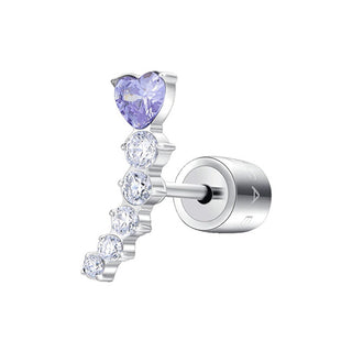 Luca barra Single long Orecchino con purple heart OK1451