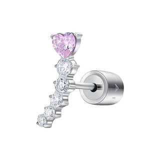 Luca barra Single long Orecchino con pink heart OK1450