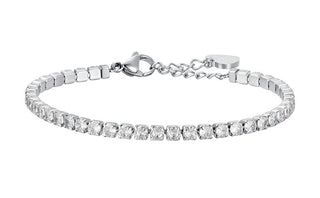 Luca barra Tennis steel Bracciale with clear crystals BK2361