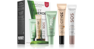 MÁDARA Urban Heroes Face Gavesett Medium Color Peeling Mask 17ml + CC Cream 15ml + Nourishing Face Cream 15ml