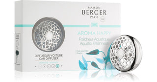 Maison berger paris 아로마 해피 크롬 세트 (물 신선도) - 차량용 디퓨저 선물 세트 + 리필