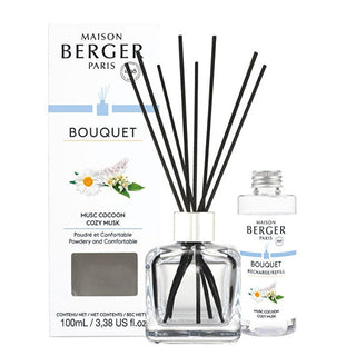 Maison Berger Paris Coffret Cadeau Diffuseur de Parfum Cube + Recharge Cozy Musk 100 Ml 