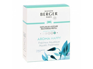 Maison berger paris Aroma Happy Aquatic Fresheness Car Diffuser Recharge/Ricarica 2 pezzi