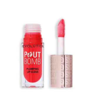 Makeup revolution Pout Bomb, Rimpolpante, Lucidalabbra, Rosso Ciliegia Trasparente, 4,6 ml