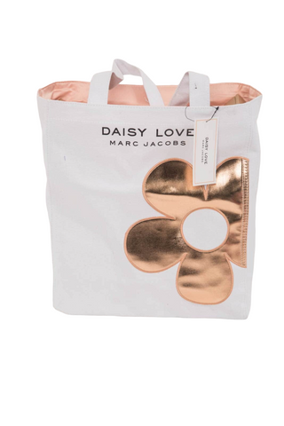 Marc Jacobs, Daisy Love Canvas Fabric Bag Large Bag White/Gold Women 16 x 15 x 4cm
