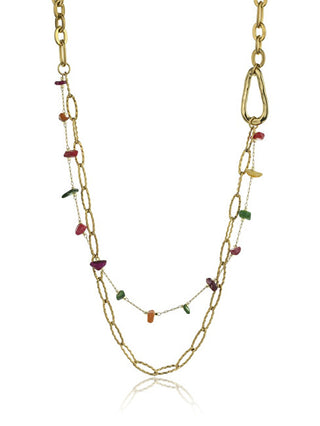 Marc Malone Collana Doppia Placcata Oro Con Pietre Colorate Kennedy Mcn23007G