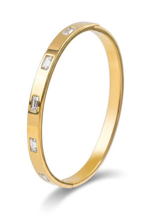 Marc malone Elegant solid Bracciale with clear crystals Doré MCB250400G