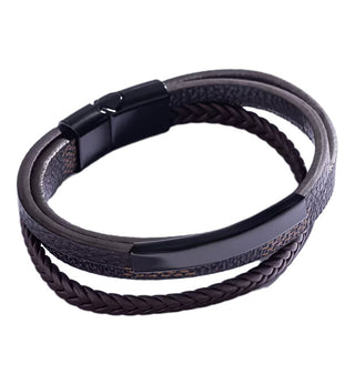 Marc Malone Bracciale Triplo In Pelle Marrone Per Uomo Mcgb5039B