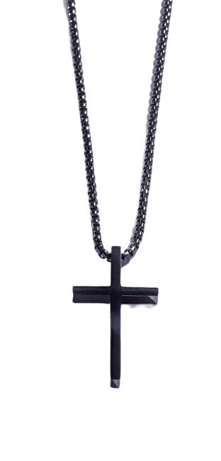 Marc Malone Collar de acero negro sin Tempo Cross Mcgn5048B 