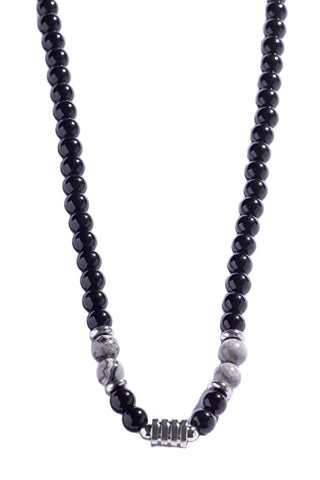 Marc Malone Collana Da Uomo Con Perline E Diaspro Grigio Mcgn5012