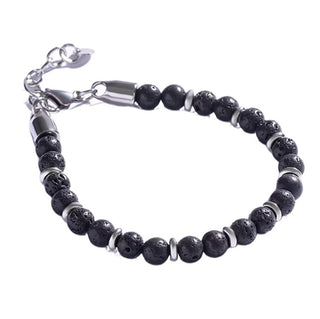 Marc Malone Bracciale Da Uomo Con Perline E Pietra Lavica Mcgb5009