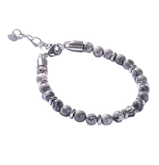Marc Malone Bracciale Da Uomo Con Perline E Diaspro Grigio Mcgb5007