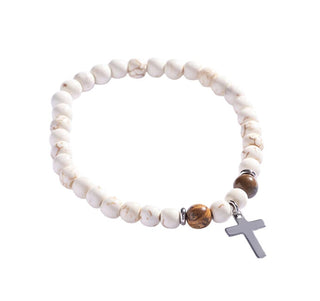 Marc malone Beaded Bracciale con jasper e howlite Cross MCGB5097