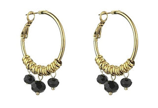 Marc Malone Orecchini A Cerchio Placcati Oro Zoey Black Earrings Mce23010G