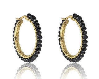 Marc malone Stylish gold-plated circles Elena Black Orecchini MCE23028G