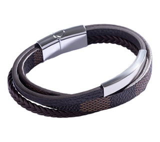 Marc malone Triple brown leather Bracciale da uomo MCGB5039S