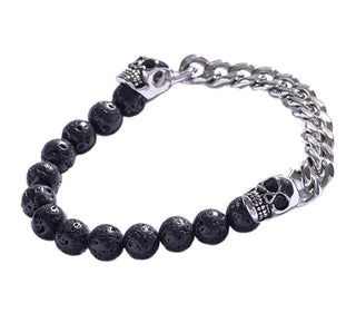 Marc Malone Pulsera de hombre distintiva con piedra de lava Mcgb5042S 