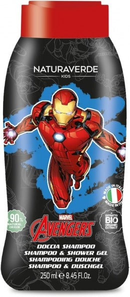 Naturaverde Marvel Avengers - Doccia Shampoo Per Bambini Iron Man Con Estratti Di Calendula E Camomilla Bio, 250Ml