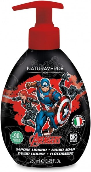 Naturaverde Marvel Avengers - Sapone Liquido Per Bambini, Capitan America Con Estratti Di Calendula E Camomilla, 250 Ml