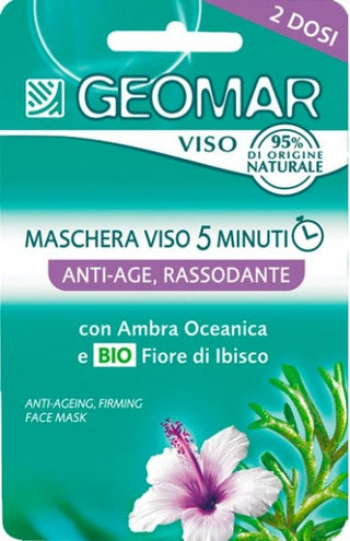 Geomar Maschera Viso 5 Minuti Anti Age Rassodante Con Fiore Di Ibisco Biologico E Ambra Oceanica 2 Dosi Da 15 Ml