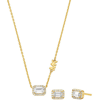 Michael Kors Gold Plated Silver Jewelry Set Mkc1759Czset (Necklace, Earrings) 