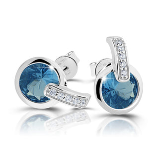 Modesi Charming silver Orecchini con zircons e aquamarine M21063
