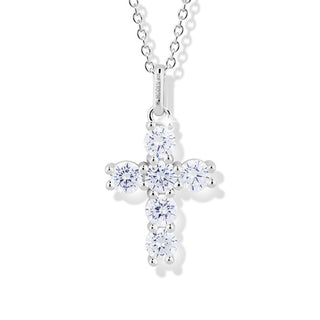 Modesi Affascinante Collana In Argento Croce Con Zirconi Cubici M00541 (Catena, Pendente)