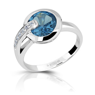 Modesi Affascinante Anello In Argento Con Acquamarina E Zirconi M11061 - Circuito: 60 Mm