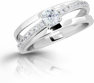 Modesi Anello In Argento Con Zirconi M11105 - Circuito: 58 Mm