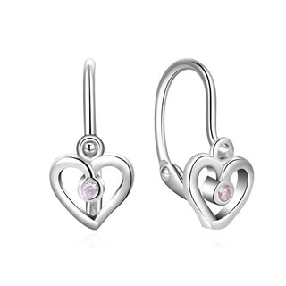 Moiss Children's silver Orecchini with pink zircons Heart E0000623