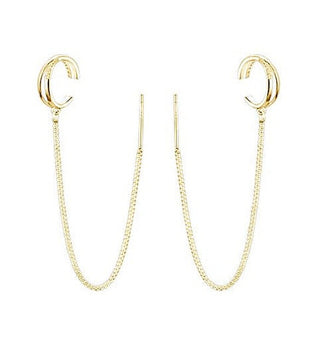 Moiss Pendientes De Cadena En Plata Chapada En Oro E0004291 