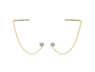 Moiss Pendientes dobles chapados en oro con cadenas E0004294 
