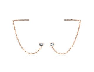 Moiss Pendientes de doble cadena en plata chapada en oro E0004295 