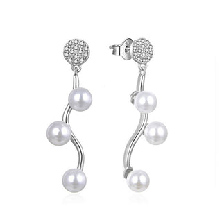 Moiss Eleganti Orecchini In Argento Con Zirconi E Perle Sintetiche E0003098
