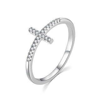 Moiss Elegante Anello In Argento Con Croce R00020 - Circuito: 52 Mm